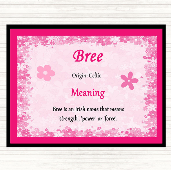 Bree Name Meaning Dinner Table Placemat Pink