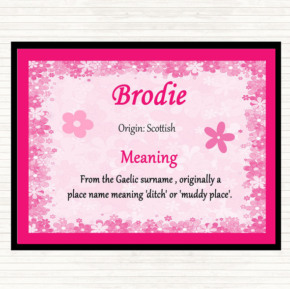 Brodie Name Meaning Pink Certificate The Card Zoo