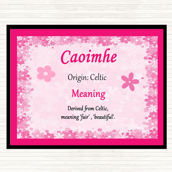 Caoimhe Name Meaning Dinner Table Placemat Pink