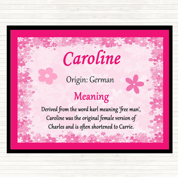 Caroline Name Meaning Dinner Table Placemat Pink