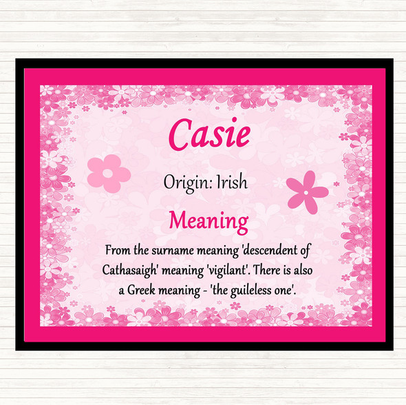 Casie Name Meaning Dinner Table Placemat Pink