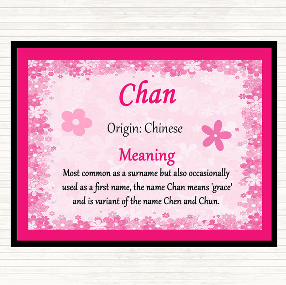 Chan Name Meaning Dinner Table Placemat Pink