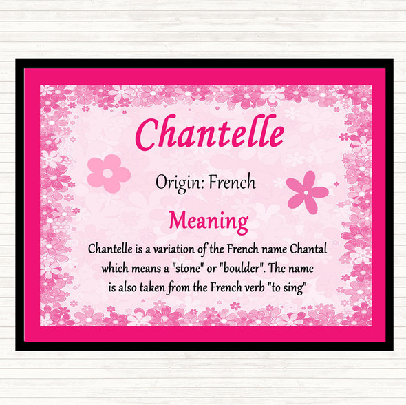 Chantelle Name Meaning Dinner Table Placemat Pink