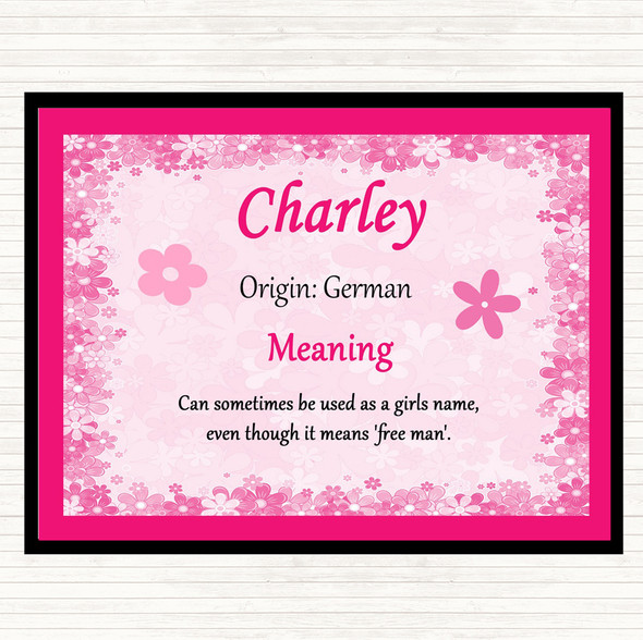 Charley Name Meaning Dinner Table Placemat Pink