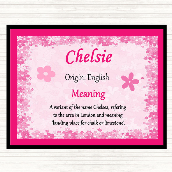 Chelsie Name Meaning Dinner Table Placemat Pink