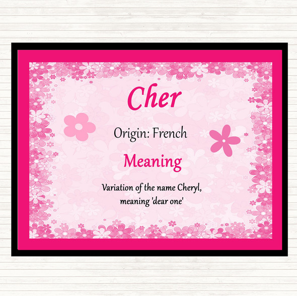 Cher Name Meaning Dinner Table Placemat Pink