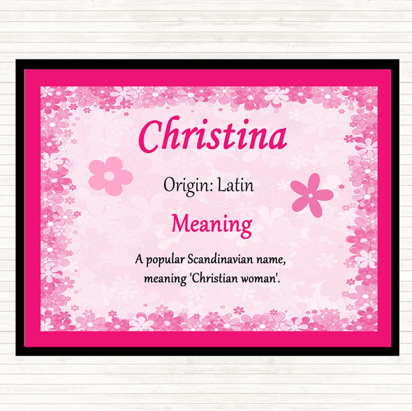 Christina Name Meaning Dinner Table Placemat Pink