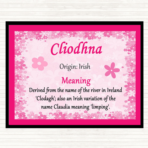 Cliodhna Name Meaning Dinner Table Placemat Pink
