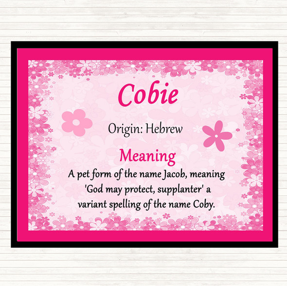 Cobie Name Meaning Dinner Table Placemat Pink