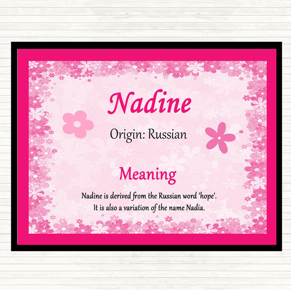 Nadine Name Meaning Dinner Table Placemat Pink