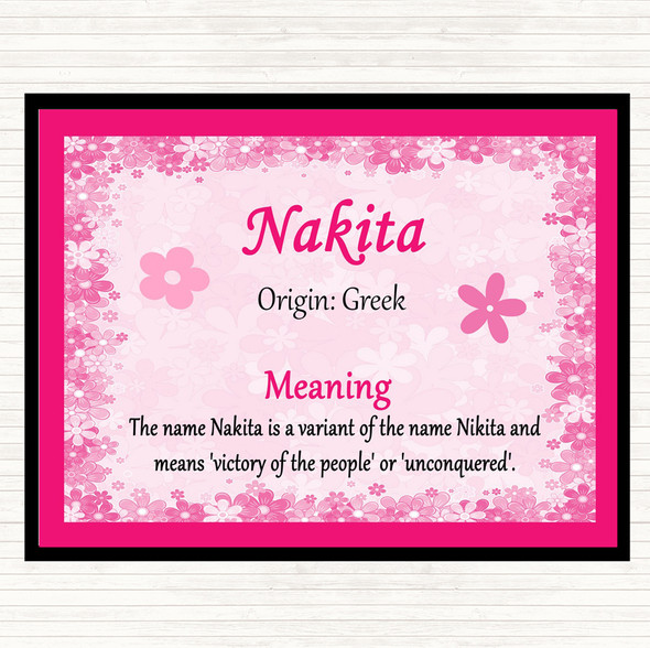 Nakita Name Meaning Dinner Table Placemat Pink