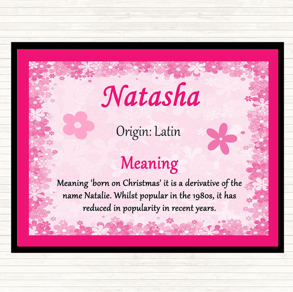 Natasha Name Meaning Dinner Table Placemat Pink