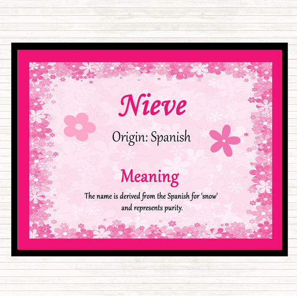 Nieve Name Meaning Dinner Table Placemat Pink
