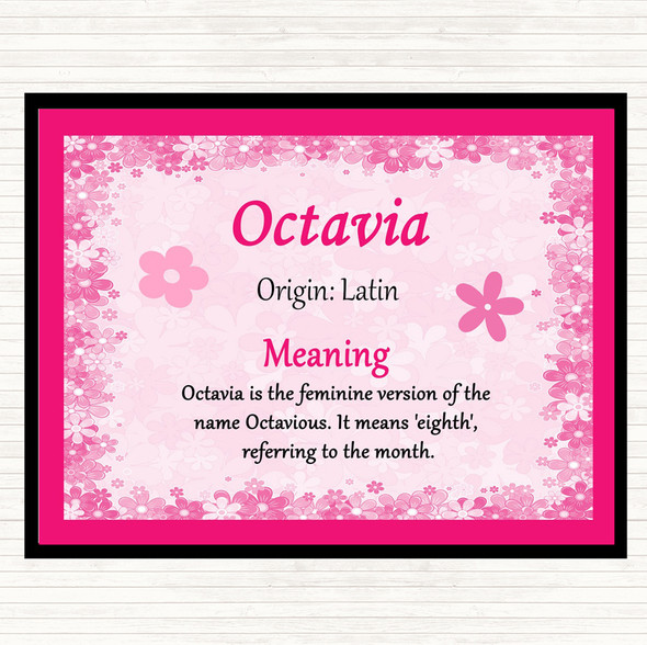 Octavia Name Meaning Dinner Table Placemat Pink