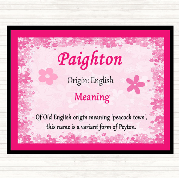 Paighton Name Meaning Dinner Table Placemat Pink