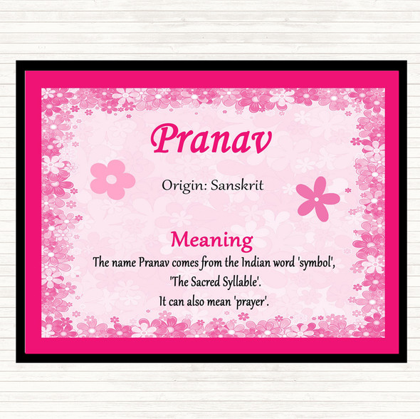 Pranav Name Meaning Dinner Table Placemat Pink