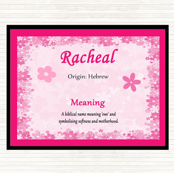 Racheal Name Meaning Dinner Table Placemat Pink