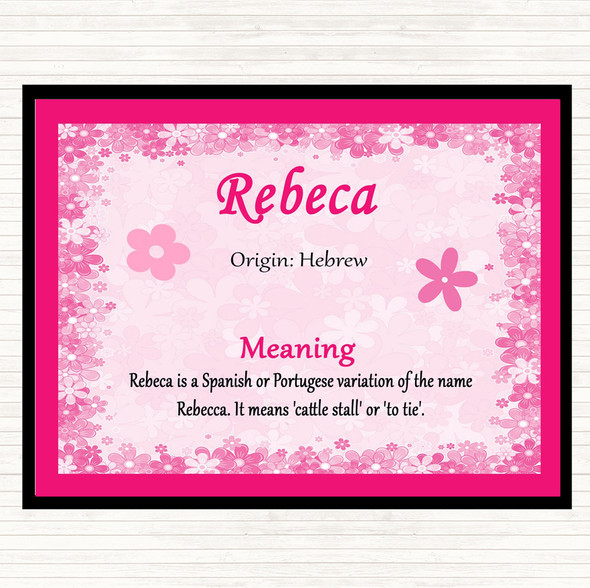 Rebeca Name Meaning Dinner Table Placemat Pink
