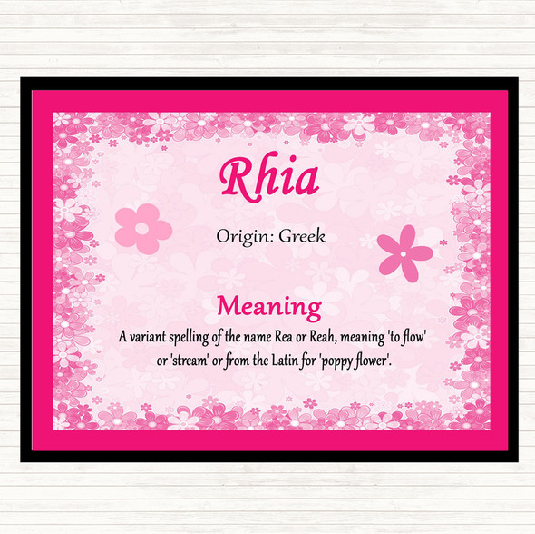 Rhia Name Meaning Dinner Table Placemat Pink