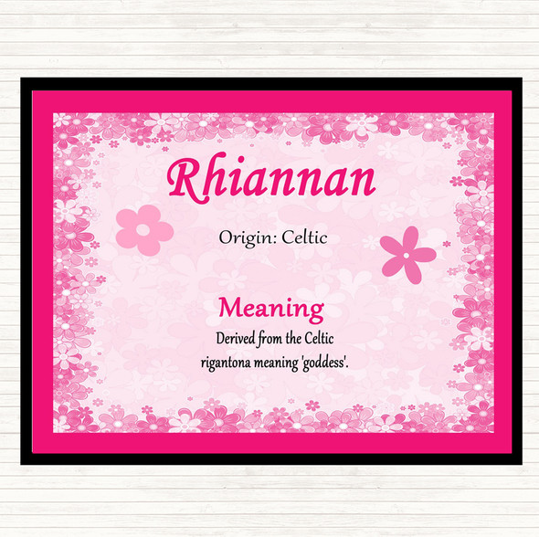 Rhiannan Name Meaning Dinner Table Placemat Pink