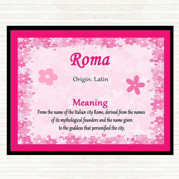 Roma Name Meaning Dinner Table Placemat Pink