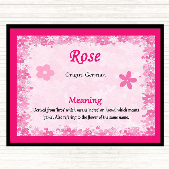 Rose Name Meaning Dinner Table Placemat Pink