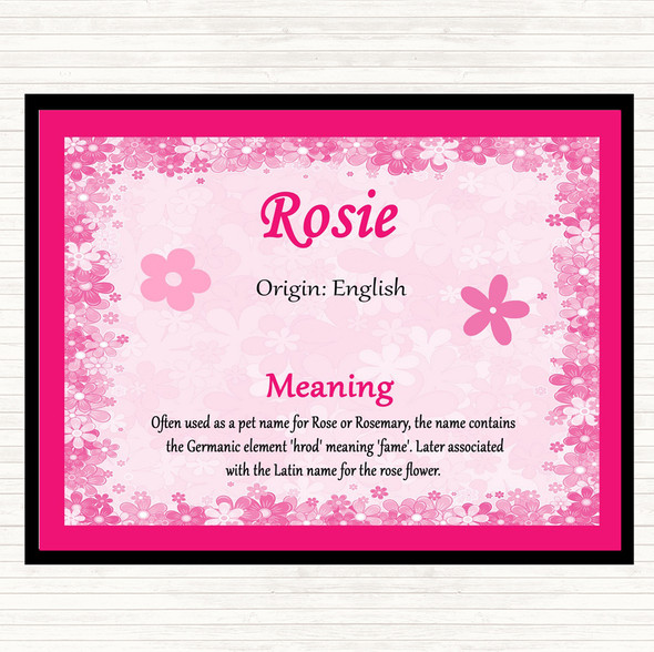 Rosie Name Meaning Dinner Table Placemat Pink