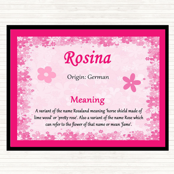 Rosina Name Meaning Dinner Table Placemat Pink