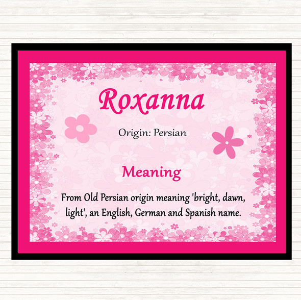 Roxanna Name Meaning Dinner Table Placemat Pink