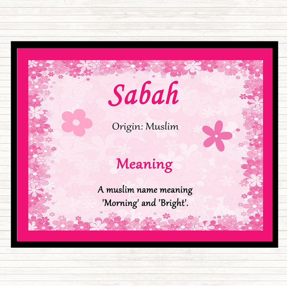 Sabah Name Meaning Dinner Table Placemat Pink
