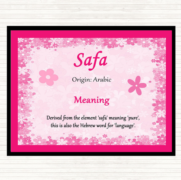 Safa Name Meaning Dinner Table Placemat Pink