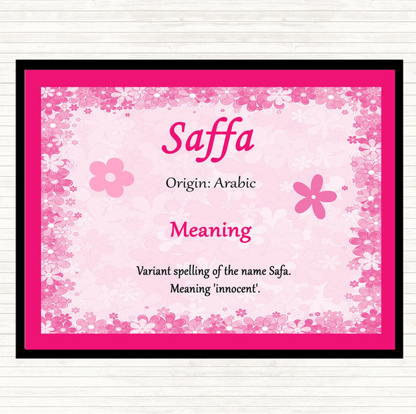 Saffa Name Meaning Dinner Table Placemat Pink