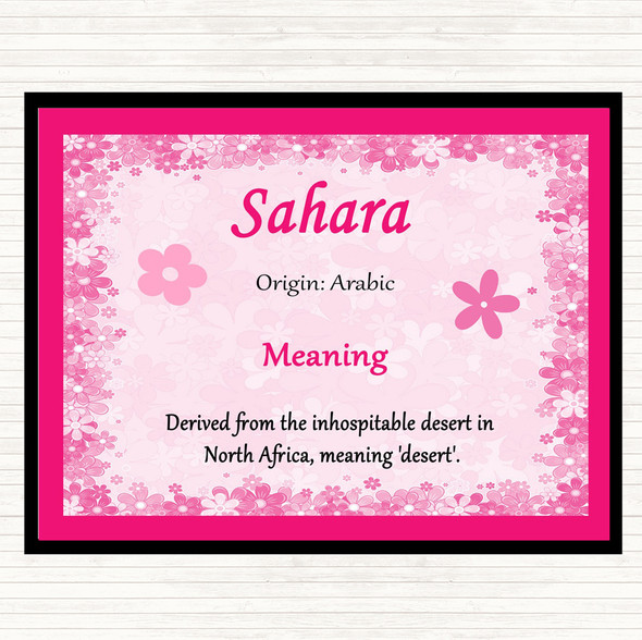 Sahara Name Meaning Dinner Table Placemat Pink