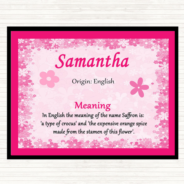 Samantha Name Meaning Dinner Table Placemat Pink