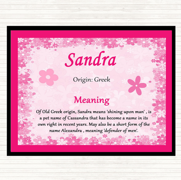 Sandra Name Meaning Dinner Table Placemat Pink