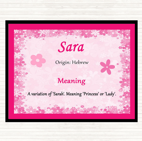 Sara Name Meaning Dinner Table Placemat Pink