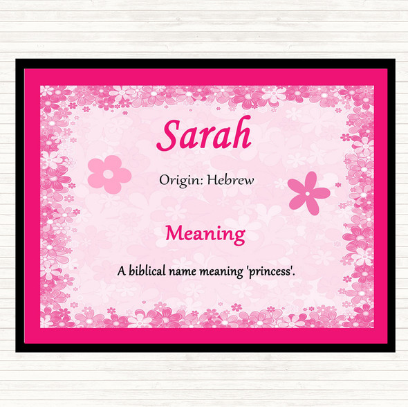 Sarah Name Meaning Dinner Table Placemat Pink