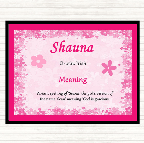 Shauna Name Meaning Dinner Table Placemat Pink