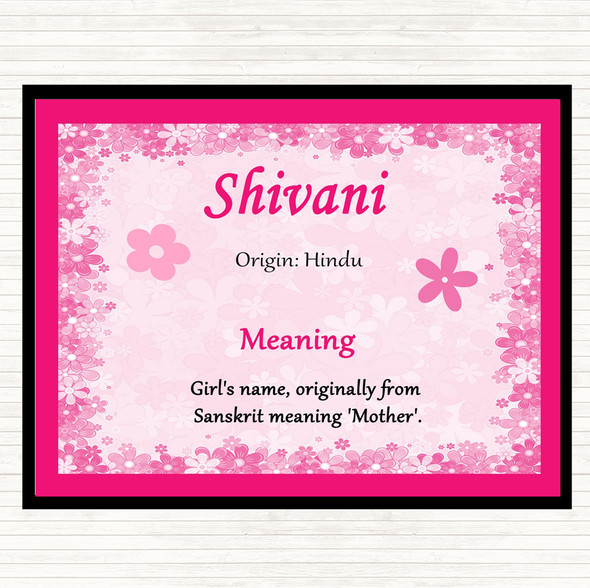 Shivani Name Meaning Dinner Table Placemat Pink