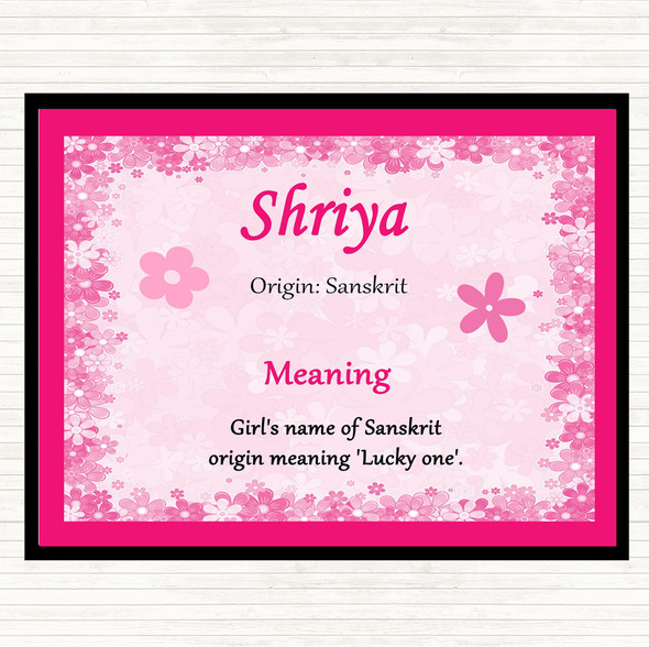 Shriya Name Meaning Dinner Table Placemat Pink