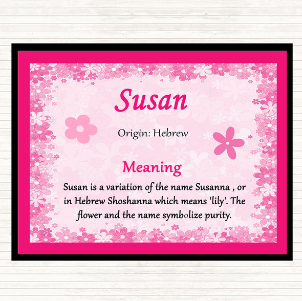 Susan Name Meaning Dinner Table Placemat Pink