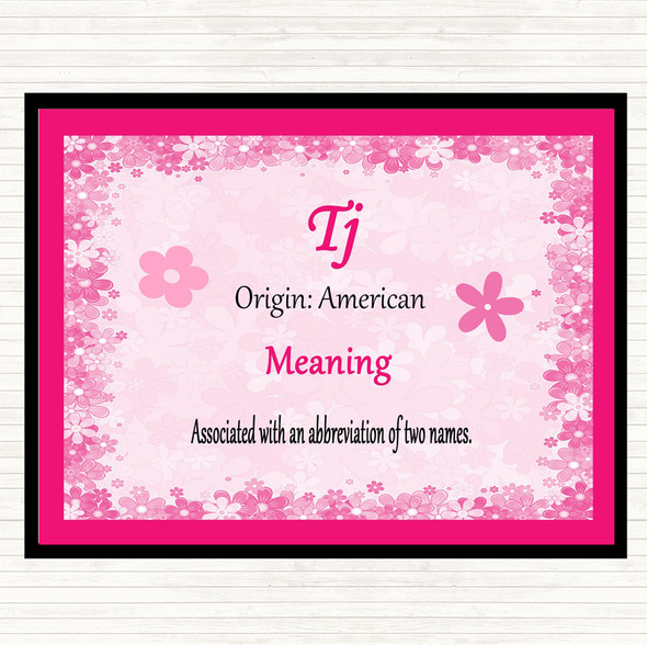 Tj Name Meaning Dinner Table Placemat Pink