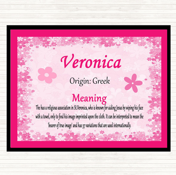 Veronica Name Meaning Dinner Table Placemat Pink