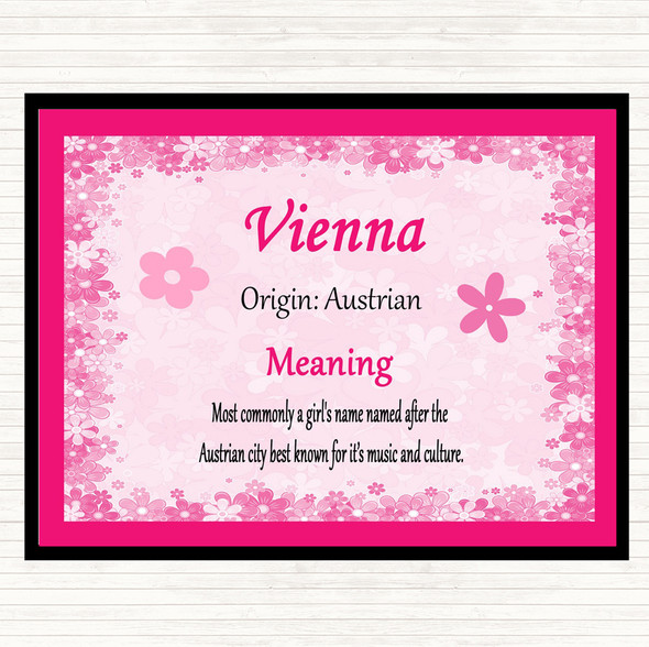 Vienna Name Meaning Dinner Table Placemat Pink