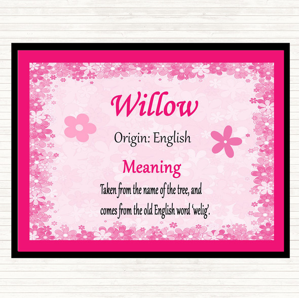 Willow Name Meaning Dinner Table Placemat Pink