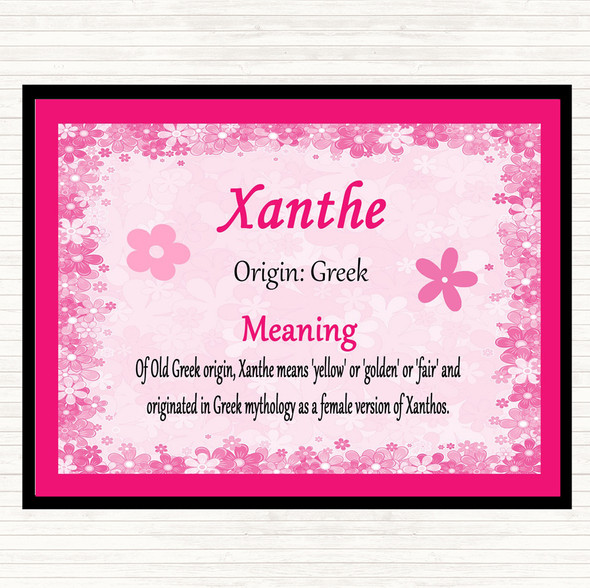 Xanthe Name Meaning Dinner Table Placemat Pink