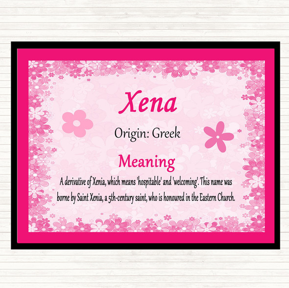 Xena Name Meaning Dinner Table Placemat Pink