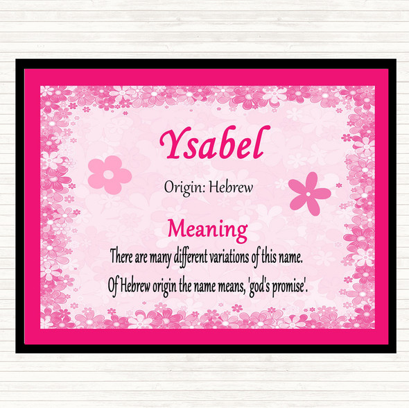 Ysabel Name Meaning Dinner Table Placemat Pink