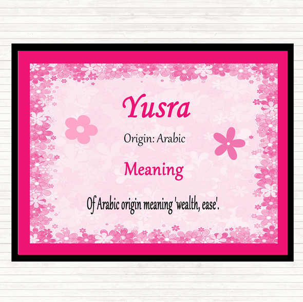 Yusra Name Meaning Dinner Table Placemat Pink