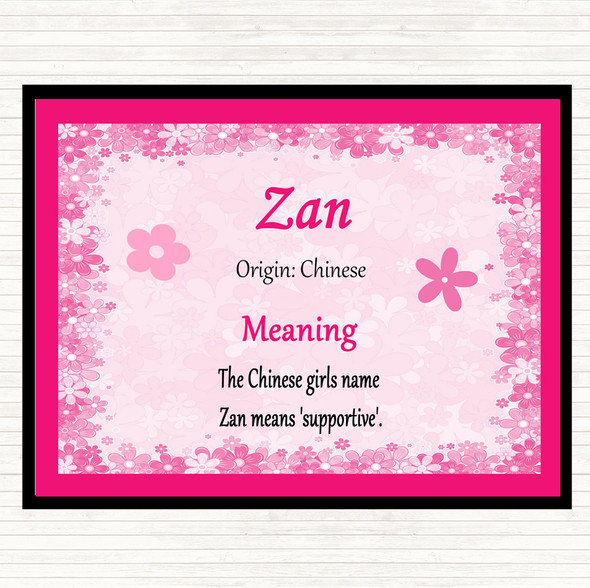 Zan Name Meaning Dinner Table Placemat Pink